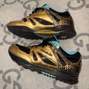 Reebok Gold and Black Sneakers, size 6